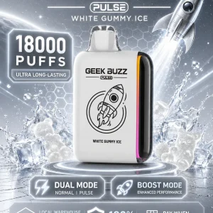 GEEK BUZZ PULSE White Gummy Ice – jednorazowy vape na 18 000 zaciągnięć