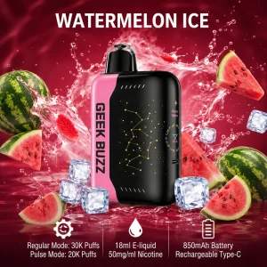 GEEKBUZZ Watermelon Ice – jednorazowy vape o pojemności 25–30 tys. zaciągnięć