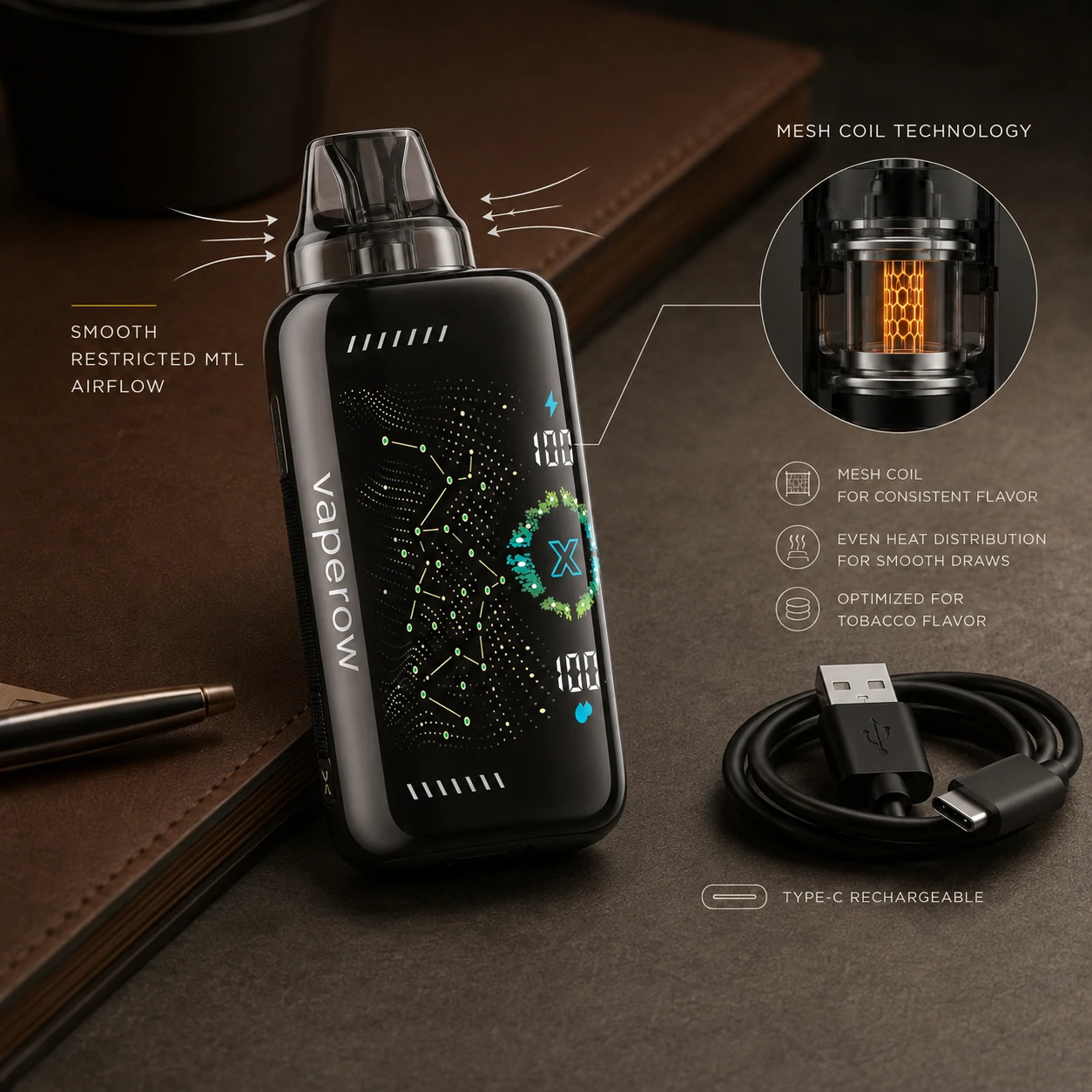 Jednorazowy vaporizer Purple Vaperow w artystycznym opakowaniu na ladzie sklepowej (ID#4)