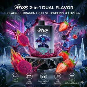 ATUP 60K Puffs Black Ice – smaki smoczego owocu i truskawki – jednorazowy vape