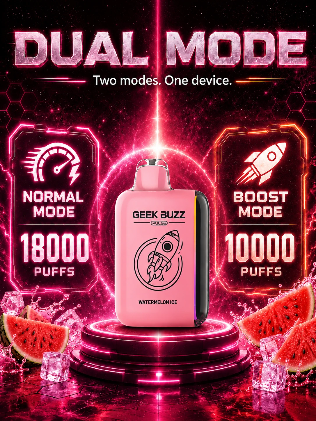 GEEK BUZZ PULSE Watermelon Ice 18K Puffs Disposable Vape - obrazek 4